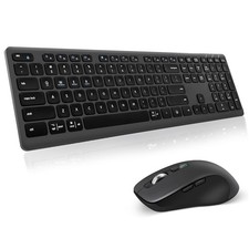 Wireless Keyboard Mouse Combo, Scissor-Switch Keys, 2-in-1 USB Receiver Black