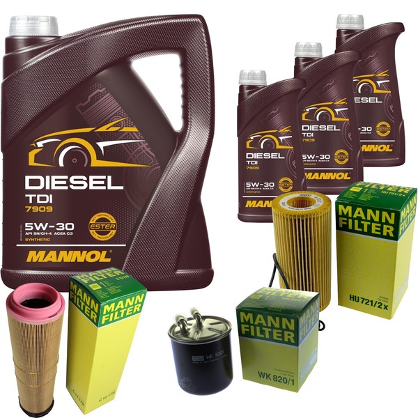 Inspektionspaket 8L Mannol TDI 5W-30 FüR Mercedes S211 E 320 T CDI W211 W220 S-image