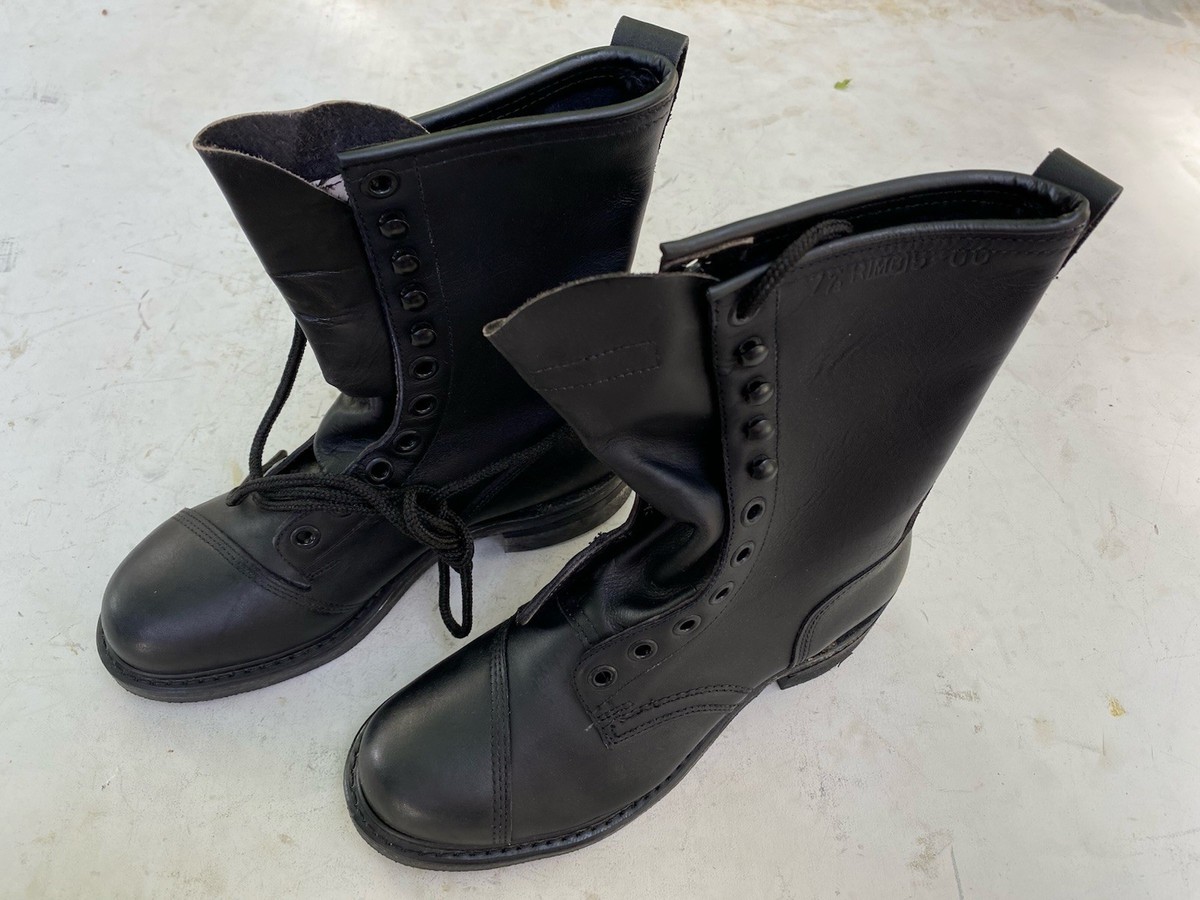 Vtg Vietnam Issue Black Leather Military Combat Jump Boots w/ Zippers SZ 7.5 Men Vintage Vintage 70s Vietnam Grunge Punk Black Leather  main image 4