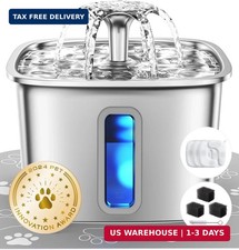 Veken Innovation Award Winner Stainless Steel Cat Water Fountain, 108oz Automa