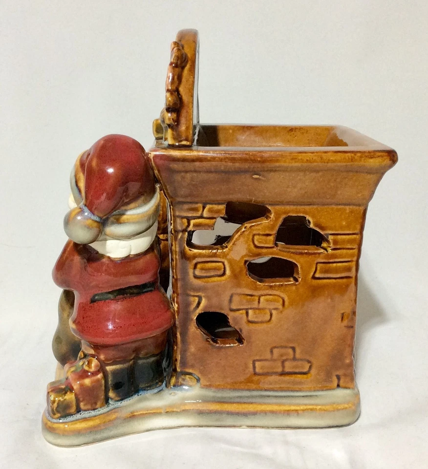 🎅🎄 Vintage YANKEE CANDLE Chimenea Abrigo SANTA Navidad Tarta Cera Quemador 🎅🎄 Foto 2 de 4