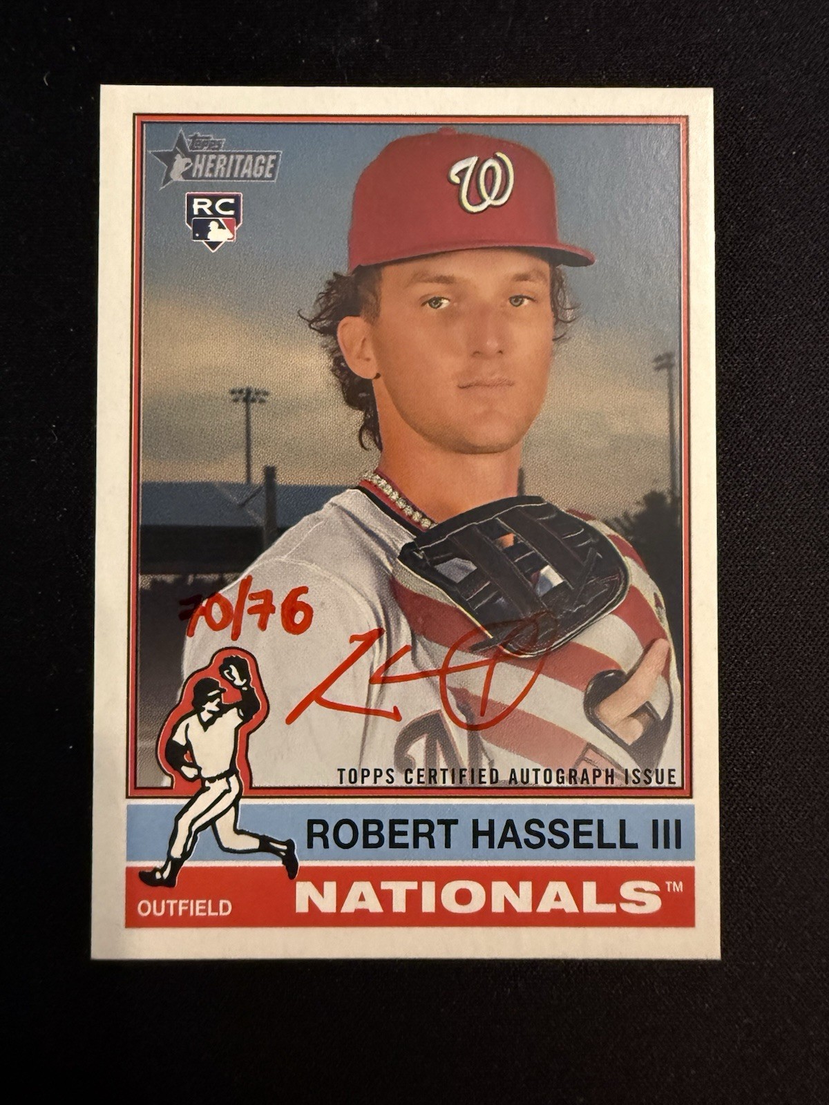 ROBERT HASSELL III 2025 Topps Heritage High RED Real One Auto 70/76 RC Nationals