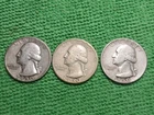 1950 P,D,&S Washington Quarters 90% Silver Coins