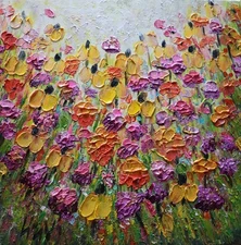 Wildflowers Original Oil Painting Minnesota Flowers Artwork by Luiza Vizoli