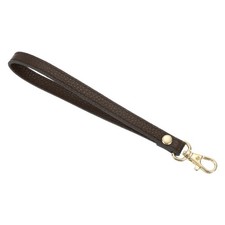 Leather Wristlet Strap, 190mm Hand Wrist Lanyard Leather Coffee, Gold 