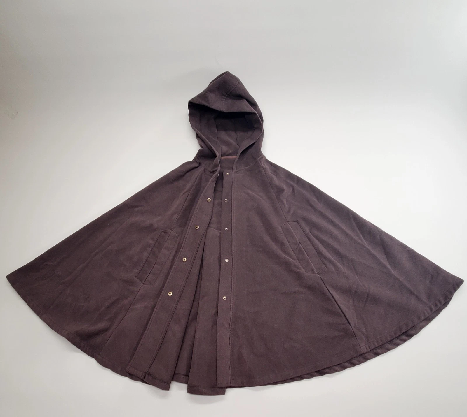 Vintage 60s 70s Hooded Long Cape Poncho Coat Grey Black