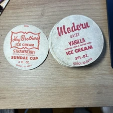 16 Vintage Cardboard Lids from 3 oz Ice Cream Cups Modern Dairy & Hey Brothers