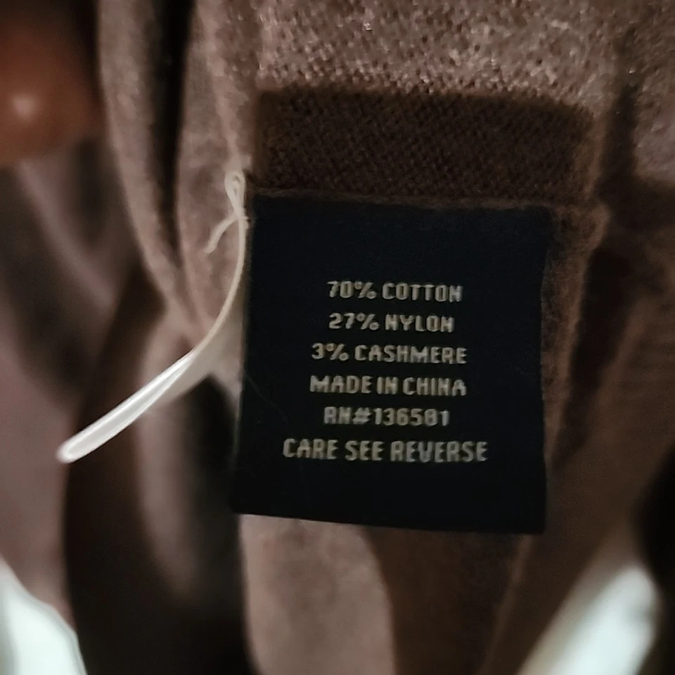 Suéter Pullover Manga Larga Nat Nast Hombres XL Marrón Cuello en V Algodón Nylon Cachemira Foto 4 de 4