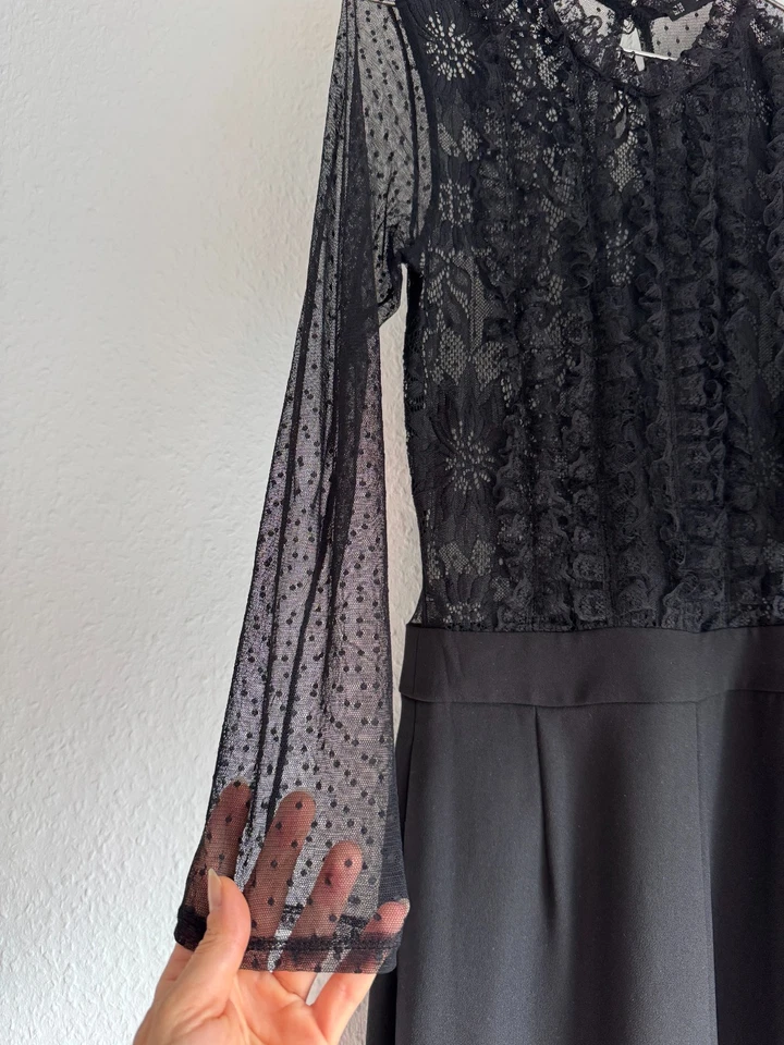 Plumetis-Spitzenoverall /Jumpsuit /Einteiler Zara Gr. XS schwarz - Bild 3 von 4