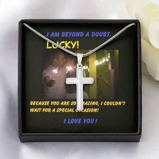 Unisex Cross Necklace Message Card, Gift For Her, Gift For Him, Men Cross Gift,