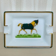 Hermes Paris Mini Aschenbecher Tablett Pferd Größe 7,8×5,9cm Porzellan Frankr...