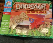 KIDS CREATE,BUILD YOUR OWN DINOSAURS,2-PACK,3D MODELS,T-REX  TRICERATOPS,6 ,NEW