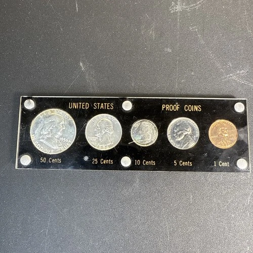1956 US Proof Coin Set Franklin Half Wheat Cent Silver Lot Sealed Display