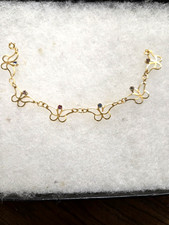 Vtg gold tone rhinestone Butterfly charm Brac...