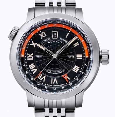 SCHILD JET BLACK World Time GMT ETA 2893-2 Automatic Herrenuhr 44 mm SC-1004-11