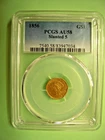 1856 Slanted 5 US 1 Dollar Type 3 Indian Princess Gold Coin $1 Indian AU58 PCGS