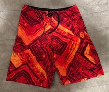 Nike 6.0 BoardShorts Medium Orange/Red Lava Print Trunks Swim Surf Beach
