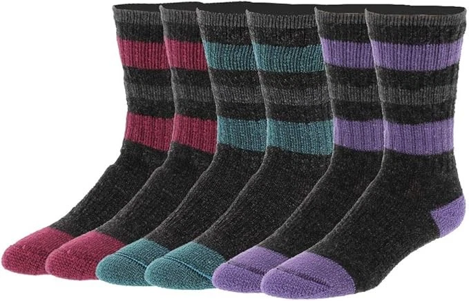 Actifi Women’s Thermal Cabin Socks, Assorted Stripes - 3 Pairs Gift Set (M/L)