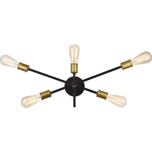 Living District LD8003W24BK Axel Wall Sconce Black and Brass - Picture 1 of 6