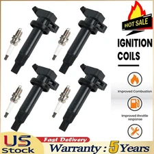 4X Ignition Coil UF247 and 4X Spark Plugs For Toyota Corolla Matrix Celica 1.8L