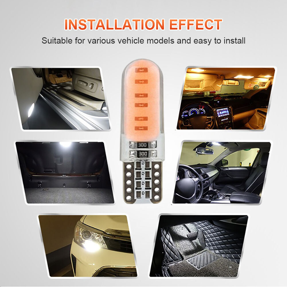 10Pcs T10 Car Signal Lights COB License Plate Light Lamp Waterproof