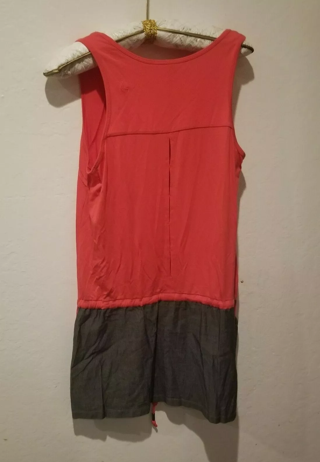 lole scoop neck drawstring colorblock gray tank-top