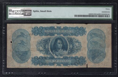 1850’s $3 THE SAVINGS BANK OF INDIANA CONNERSVILLE, IN OBSOLETE NOTE PMG VF-30 - Picture 2 of 2