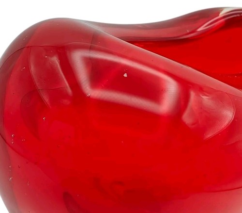 Red Blown Art Glass Vase Heart Shaped Valentine's Day READ - Picture 8 of 16