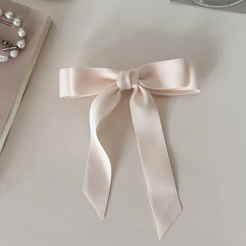 Satin Bow Ribbon Hair Clip Solid Color Bowknot Top Clip Hair Accessories DIY ✨ - - Picture 18 of 22