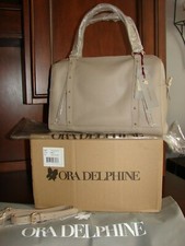 Ora Delphine Louisa Leather Satchel Handbag Purse Pewter New In Box W Tags