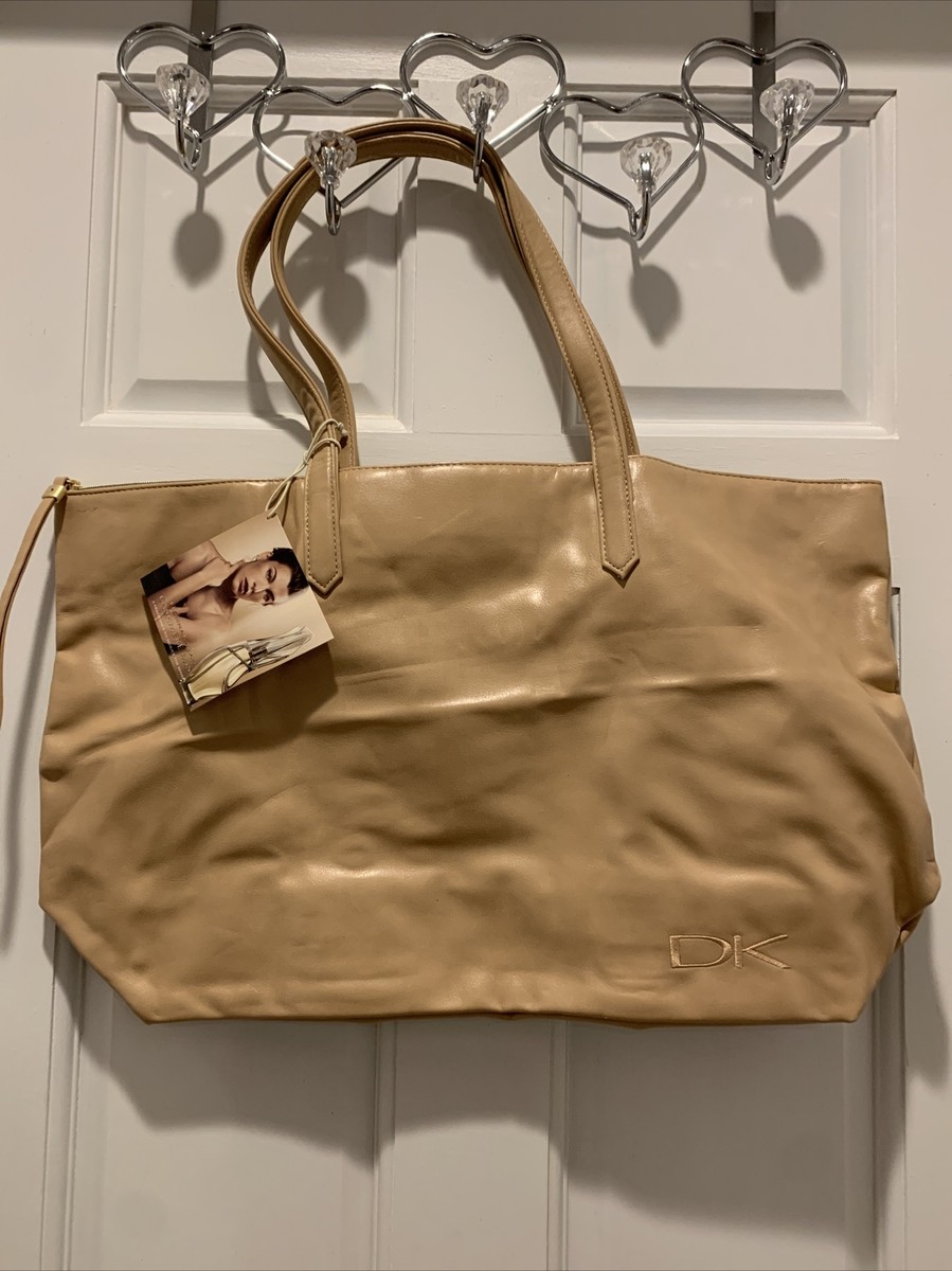 DONNA KARAN - DK CREAM BEIGE TOTE BAG TRAVEL W ZIPPER CLOSURE- NWT