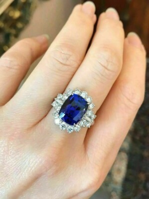 #ad #ad 2Ct Cushion Cut Simulated Sapphire Women#x27;s Engagement Ring 14k White Gold Finish $96.00