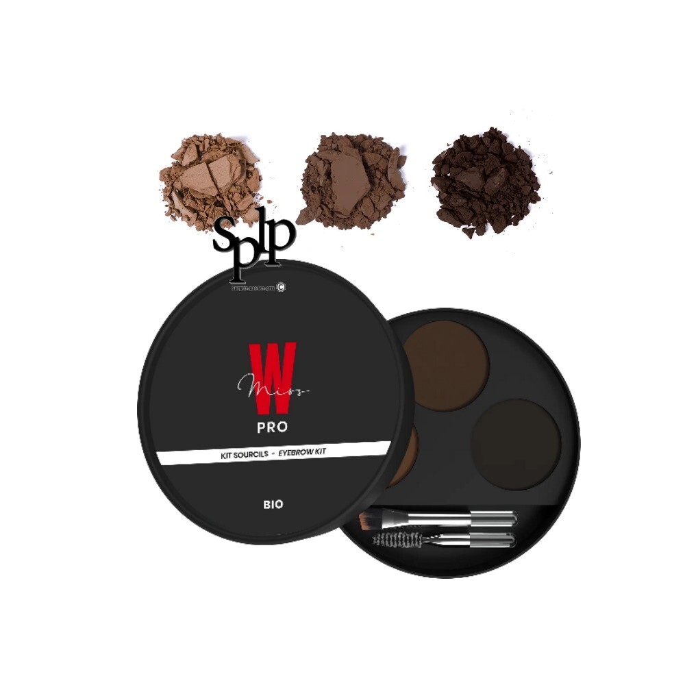 Kit Sourcils Miss W N°14 - Poudre Compacte Brune, Bio Et Vegan, Effet Naturel - Neuf Sous Blister