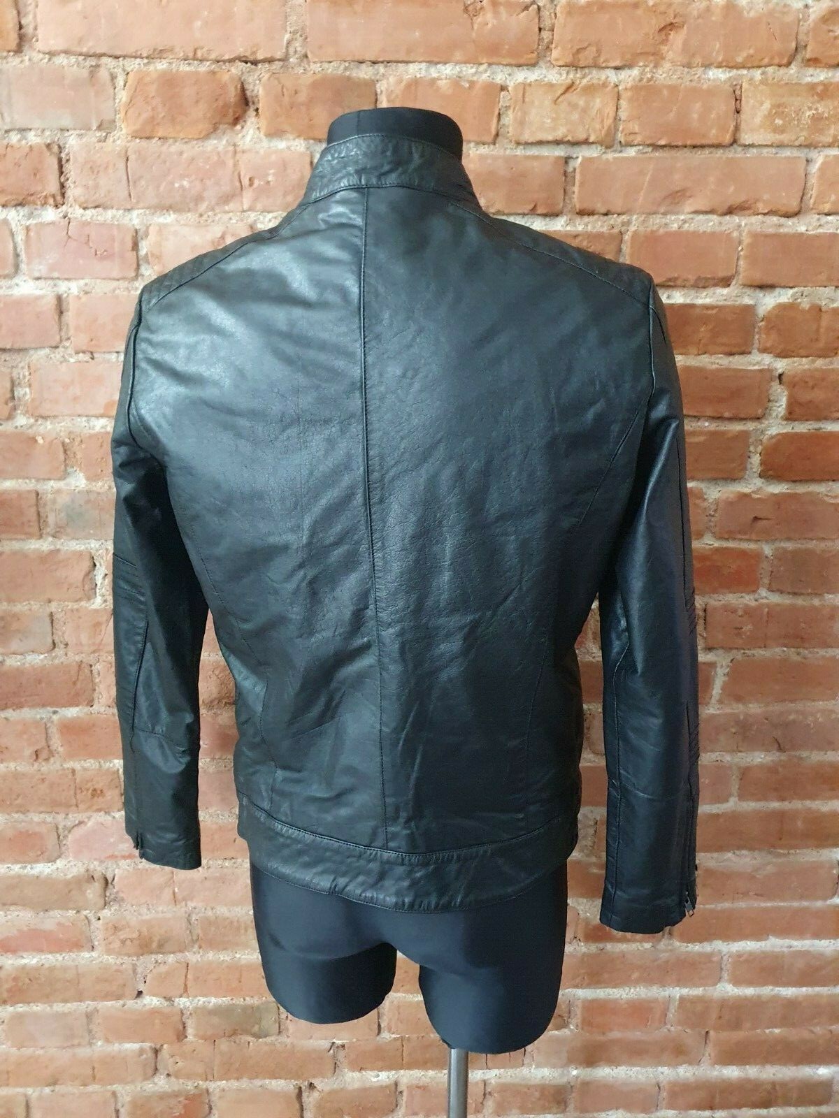 JACK & JONES Men's Genuine Leather Jacket Black Size S image 4