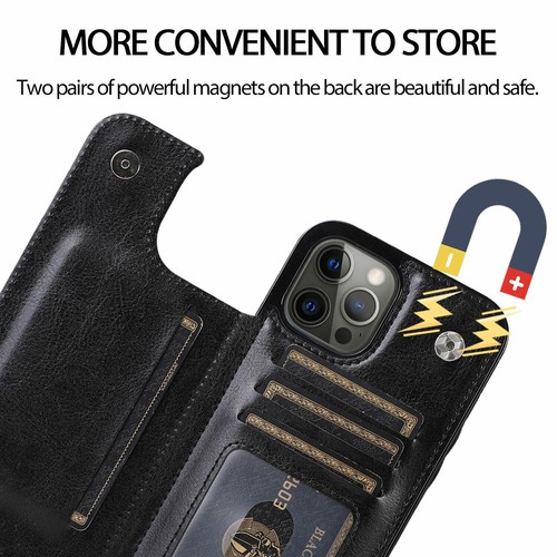 For iPhone 16E 15 14 12 13 11 Pro Max 8 Wallet Card Leather Magnetic Case Cover - Picture 28 of 74