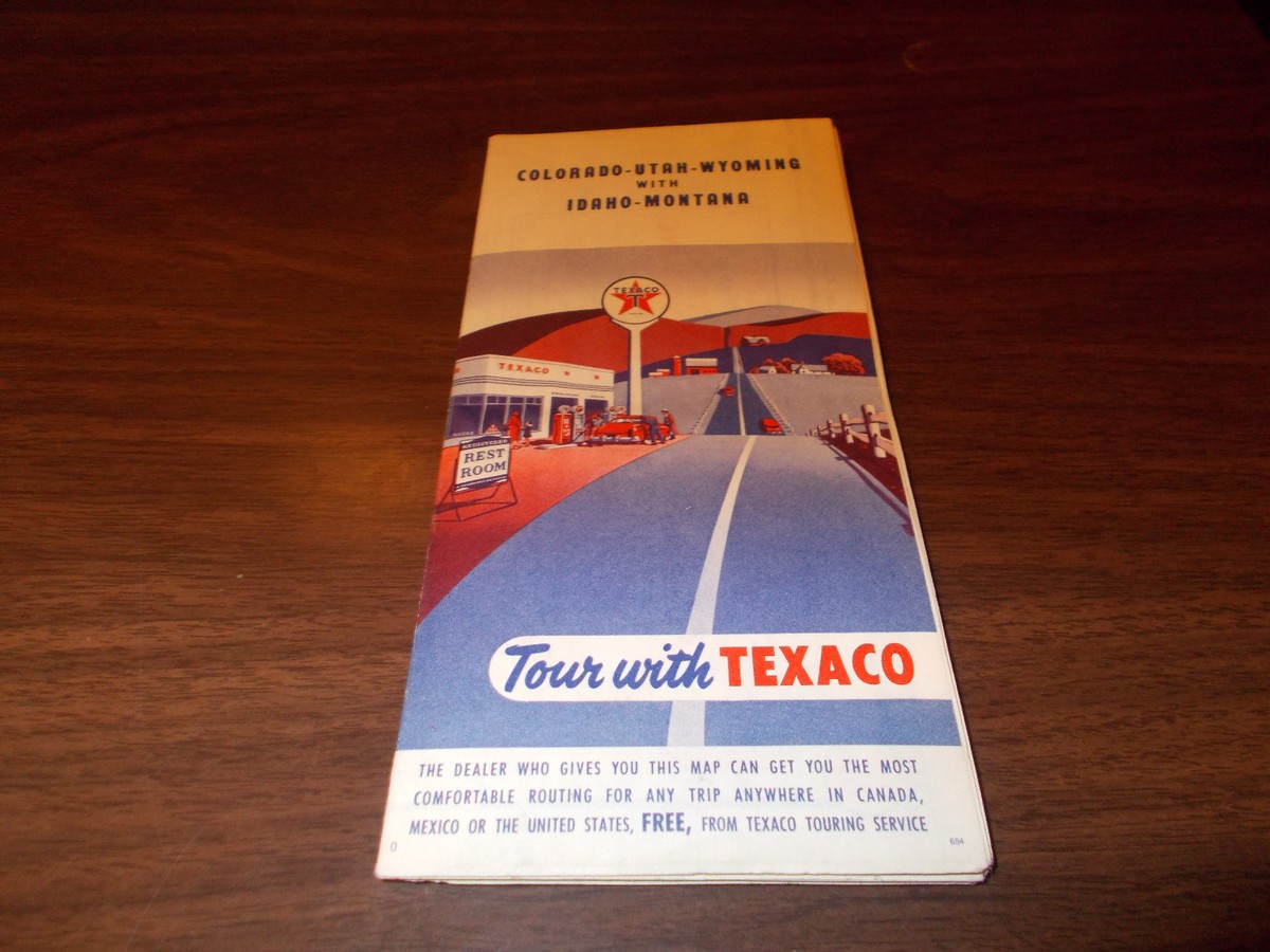 ハッピー 1954 Texaco Colorado/Utah/Wyoming/Idaho/Montana Vintage Road Map