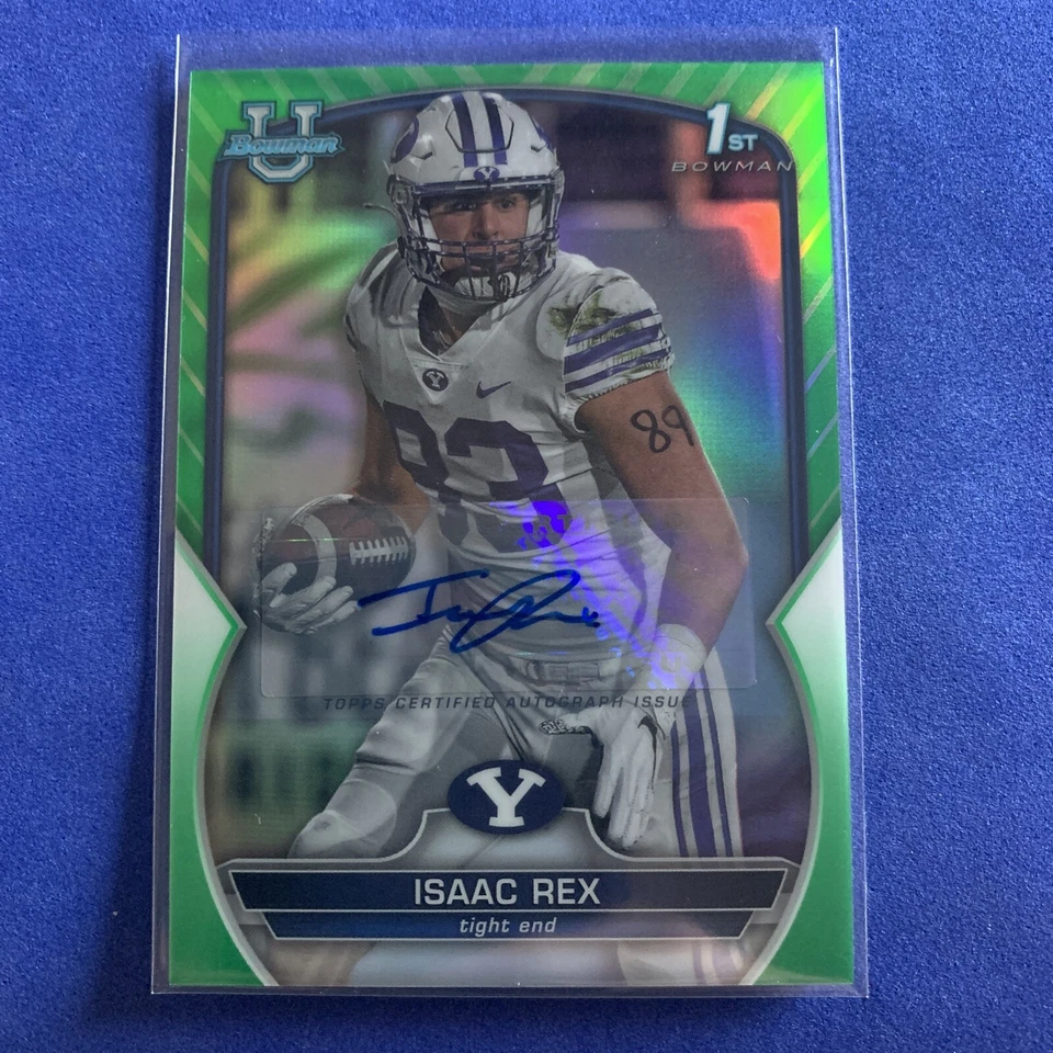 2022 Bowman Chrome U 1st  - Isaac Rex Green Refractor Auto /99 - BYU - Image 3 of 4