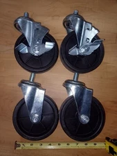 X4 Lot Of 5 Inch Caster Wheels 1/2in Bolt Heavy Duty Commercial Restaurant Use 