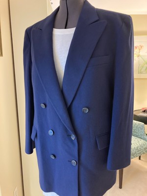 Cashmere Blazer Womens 14 MISSY Blue  NWT Tailleur Platinum Barrie Pace USA made