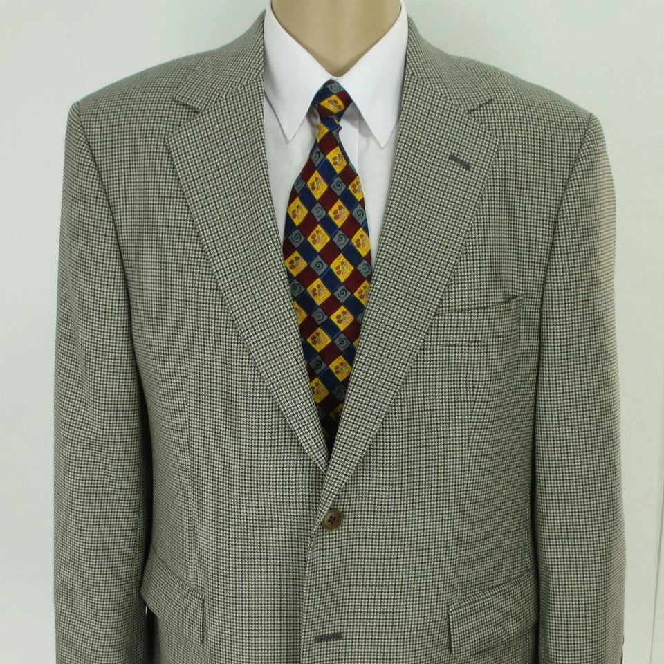 42 S Brooks Brothers Beige Gray Plaid Wool 2 Btn Mens Jacket Sport Coat Blazer