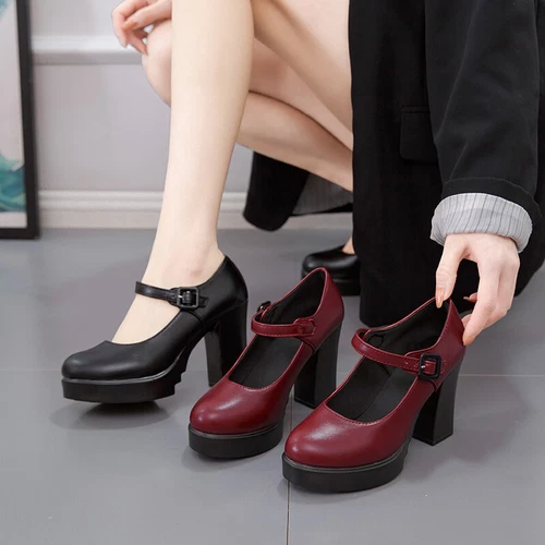 Women Mary Jane Ankle Strap Womens Chunky Platform Pumps Dressy Non-slip Buckle - Picture 4 of 26