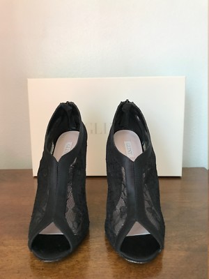 Glint Black Lace Open Toe Booties Size 7 M Pre-Owned