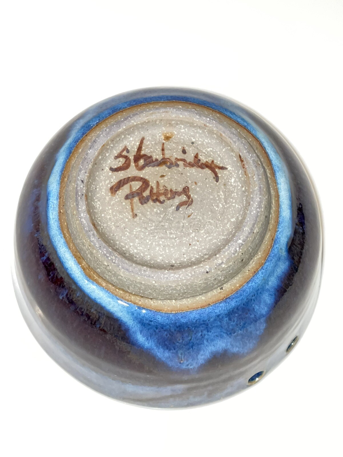 Sturbridge Pottery Adam Malone MA Rice Noodle Ramen Chopstick Bowl Blue