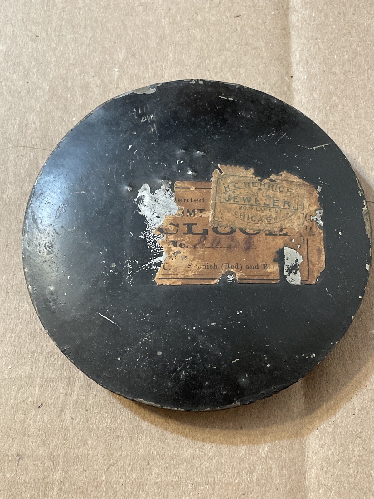 Antique American Porcelain Clock Back Door Rear Cover Kroeber New Haven Era