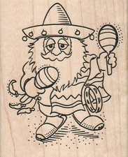 Southwest Santa 2 1/2 x 3" Rubber Stamp, Christmas Stamp