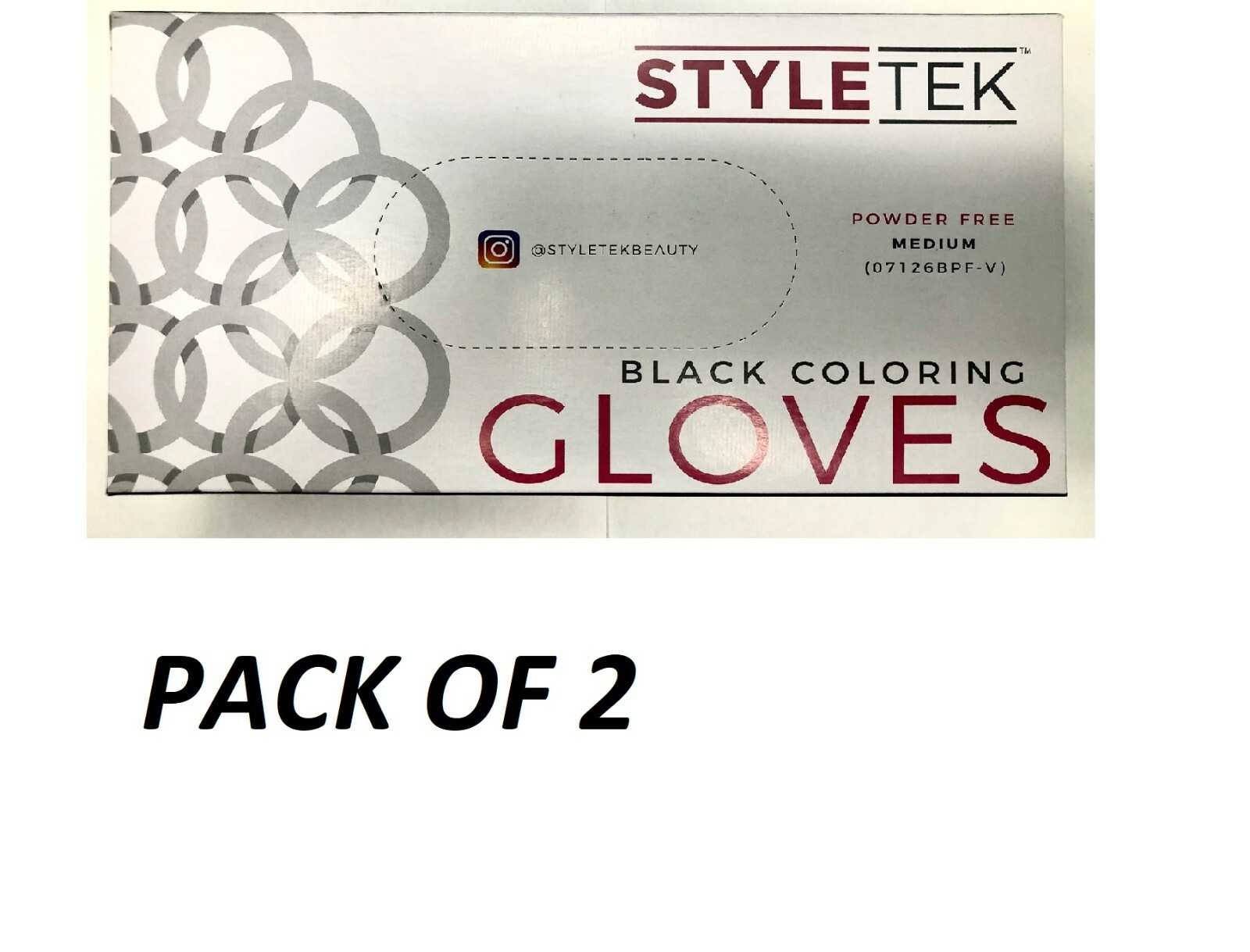 StyleTek Powder Free Black Coloring Gloves (Medium) - 100 per box (PACK OF 2)