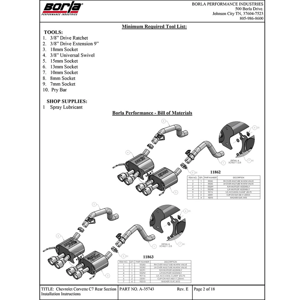 Escape trasero eje Borla 11863CB ATAK para Chevrolet Corvette C7 2014-2019 6,2 L V8 Foto 4 de 4