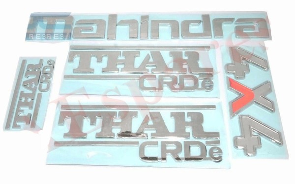 Mahindra Thar Crde 4X4 Monogram Abzeichen Logo Emblem Set Kunststoff Ecs-image