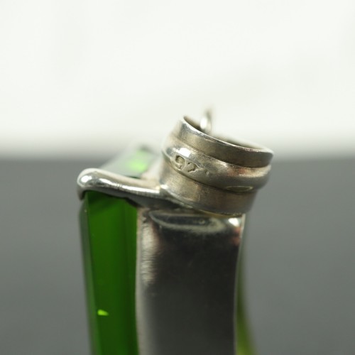 Vintage Sterling Silver Green Crystal Pendant 925 Heavy 17.36g - Picture 3 of 6