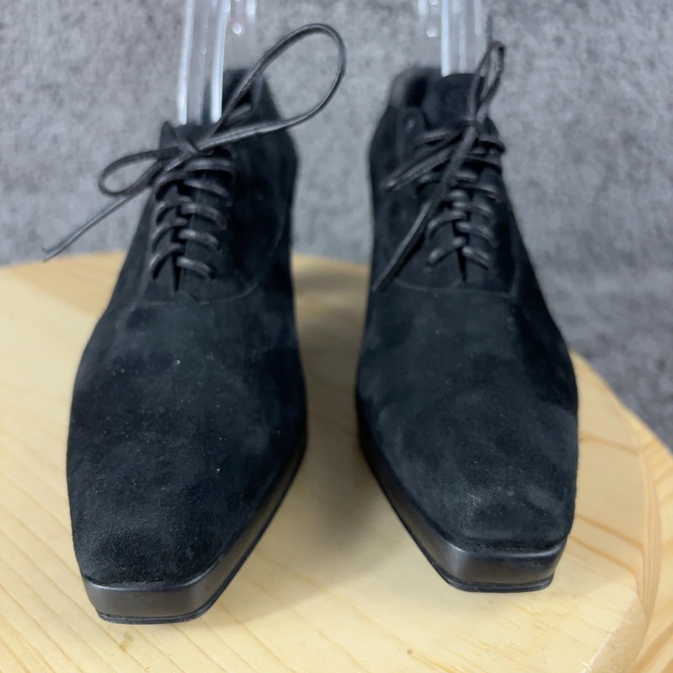 Zapato Neiman Marcus Petra Mujer 7.5 Estrecho Negro Gamuza Hecho en Italia Victoriano Foto 2 de 4